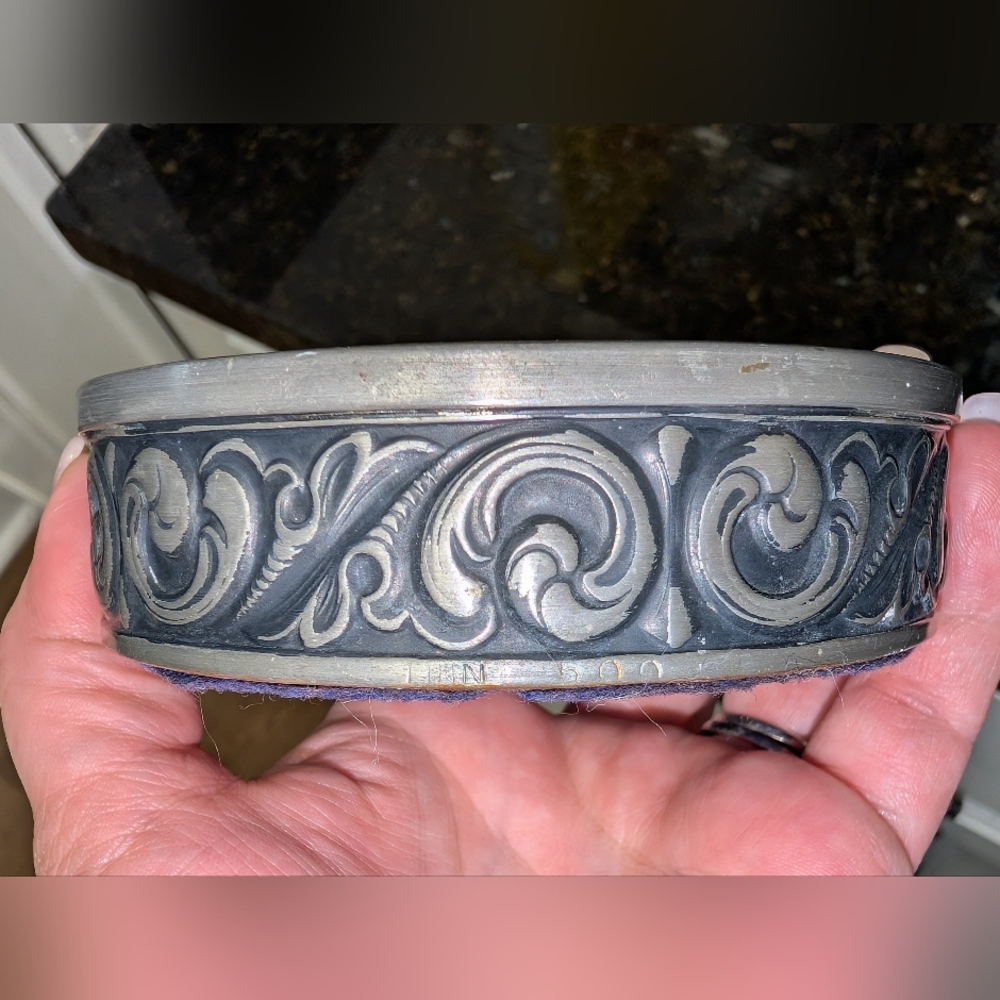Pewter Norwegian Rosemaling Design Trinket Bowl/Ashtray